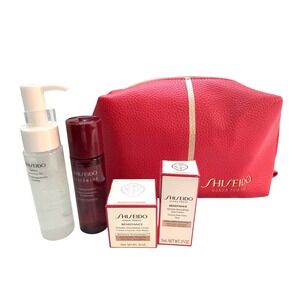 Shiseido 4 Piece Skincare Set Ultimune Essence Face Eye Cream Cleansing Oil‎ Bag